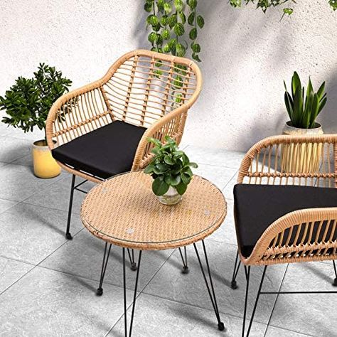 Balcony Chairs, Outdoor Bistro Set, Dining Furniture Sets, Wicker Chairs, Glass Top Table, Bistro Set, Outdoor Flooring, Wicker Chair, New Room