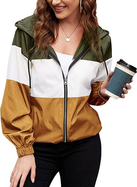 Amazon.com: Hotouch Waterproof Rain Jackets for Women Lightweight Packable Raincoats Outdoor Hooded Windbreaker with Pockets : Clothing, Shoes & Jewelry Cute Rain Jacket, Alaskan Summer, Rain Jackets For Women, Packable Rain Jacket, Long Sweaters For Women, Jacket Outfit Women, Modern Exterior House, Clothes For Women Over 50, Oversized Sweater Women