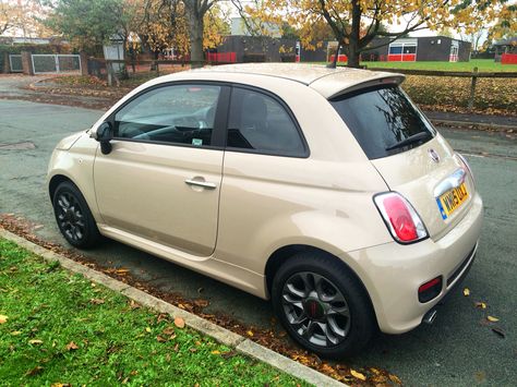 I've been after a beige Fiat 500 for years and finally found the perfect one! My Fiat 500S in "new age cream" Beige Fiat 500, Fiat 500 Beige, Cream Car, Fiat 500 Car, 500 Abarth, Fake Account, Future Cars, Mini Car, Future Car