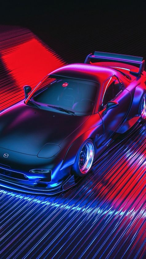 Mazda, Neon Lights, Racing Cars, Artwork, Digital Art - Car Neon Digital Art (720x1280) Hd Wallpapers Of Cars, Neon Light Wallpaper, Neon Car, Iphone 6 Plus Wallpaper, Light Wallpaper, New Retro Wave, Car Artwork, Car Wallpaper, Lit Wallpaper