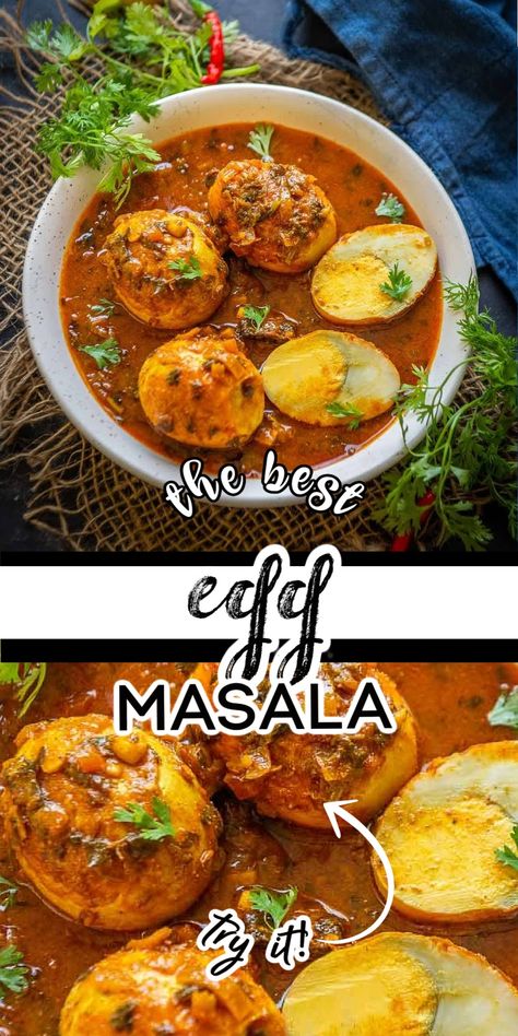 Masala Egg Curry, Indian Food Recipes Breakfast, Egg Curry Recipe Indian Simple, Egg Masala Indian Style, Indian Eggs, Egg Curry Recipe Indian, Curry Eggs, Egg Masala Recipe, Curried Eggs