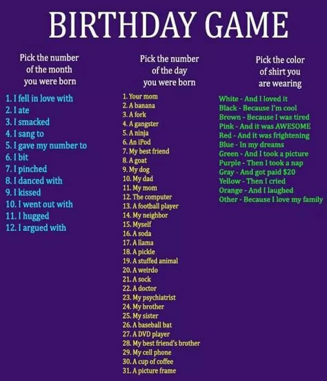 Birthday game Funny Name Generator, Birthday Scenario Game, Birthday Scenario, Scenario Game, Friend Quiz, Name Games, Funny Names, Name Generator, Mia 3