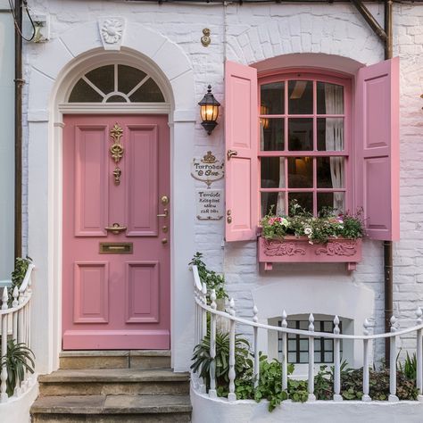 Shutter Color Ideas😍😍 Blush Pink House Exterior, Pink Shutters On House, Painting Shutters On House, Periwinkle Shutters, Shutters On House, Victorian Shutters, Pink Shutters, Pink House Exterior, Shutter Colors