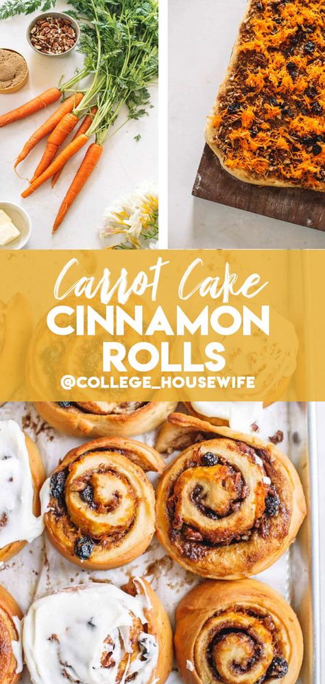 Unique Carrot Cake, Carrot Cake Cinnamon Rolls, Cake Cinnamon Rolls, Easter Rolls, Cake Cinnamon, Cinnamon Bun Recipe, Homemade Carrot Cake, Cinnamon Roll Cake, Cinnamon Bun