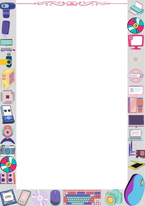 its a computer theme border for a4 size sheet , you can use it for your projects which are of the theme computer Computer Theme, Project Cover Page, Printable Border, Book Art Projects, Computer Projects, Creative School Project Ideas, Bond Paper Design, School Frame, Frame Border Design