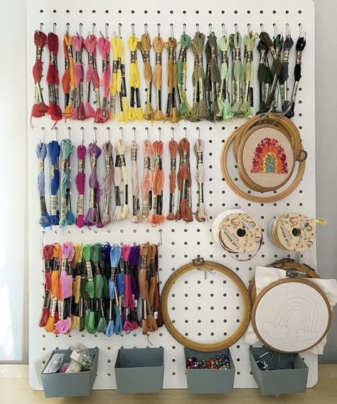 Embroidery Room Organization, Embroidery Office, Embroidery Organization, Embroidery Floss Storage, Diy Furniture Sofa, Floss Storage, New York City Living, Craft Organisation, Embroidery Bobbins