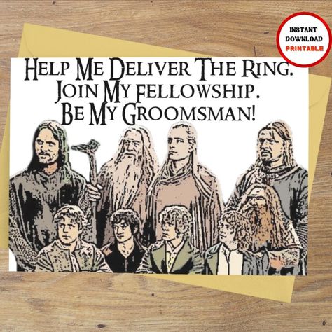 Groomsmen Proposal Video Game, Groomsmen Proposal Nerdy, Lord Of The Rings Card, Groomsmen Proposals, Best Man Proposal, Proposal Videos, Groomsman Card, Groomsman Proposal, Be My Groomsman