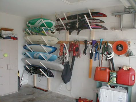 wakeboard storage racks for garage - Gonna make these for Son! Wakeboard Storage, Wakeboard Rack, Surfboard Storage, Lake Toys, Kayak Storage Rack, Laundry Room Storage Shelves, Surfboard Rack, Kayak Storage, Diy Shoe