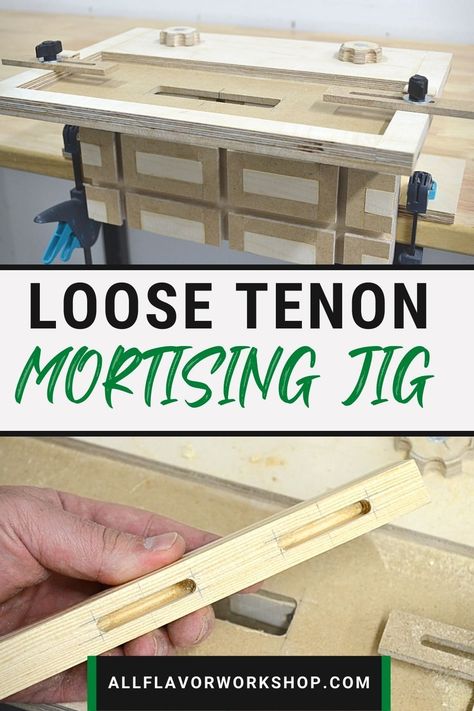 Whether you need to make loose tenons or floating tenons this router mortising jig will help you with that. Tenon joinery is one of the tightest and most versatile methods of joining wood parts. Loose tenon joinery is perfect for joining tables and doors of all sizes. The only tool you need is a plunge router. Once the mortise jig is set up you can make mortises easily and repeatedly. Learn step by step how to make a loose tenon mortise jig. #garageworkshop #routerproject #mortisejig #diytools Mortise Jig, Joinery Woodworking, Tenon Jig, How To Make Home, Plunge Router, Router Jig, Router Projects, Woodworking Joinery, Woodworking Inspiration