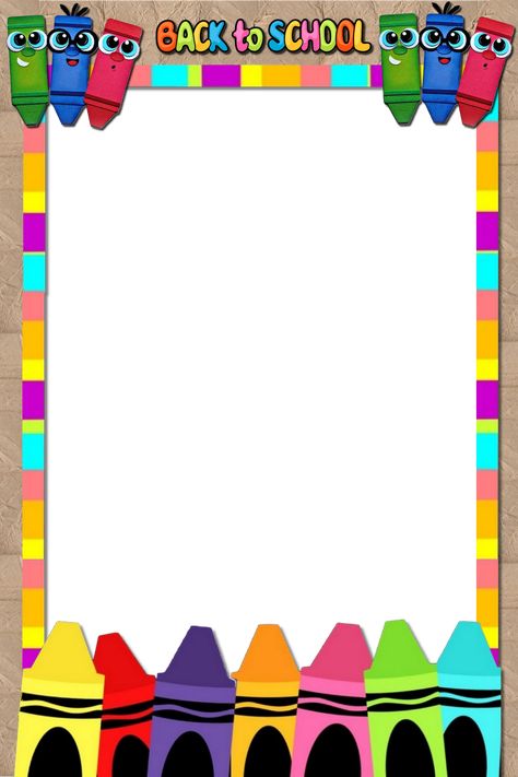 Crayon Border Template, Crayons Background, Happy Birthday Friend Funny, Crayon Days, Back To School Wallpaper, Classroom Borders, Confetti Theme, School Border, Flower Background Design