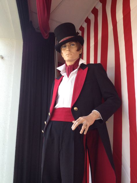 Ring Master, The Costume Shop, Melbourne, circus window. Ring Master Costume Men, Circus Theme Costume, Circus Party Costume, Circus Master, Character Moodboard, Ringmaster Costume, Vintage Circus Party, Ring Master, Circus Outfits