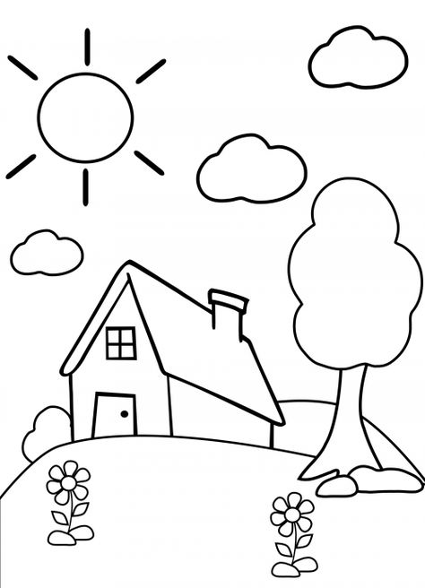 Preschool Coloring Page – Home - KidsPressMagazine.com Coloring Pictures For Kids, Kids Printable Coloring Pages, Free Kids Coloring Pages, Preschool Coloring Pages, Desain Quilling, Easy Drawings For Kids, Easy Coloring Pages, Cartoon Coloring Pages, Art Drawings For Kids