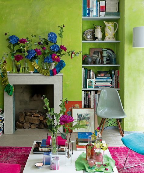 Designers Guild founder Tricia Guild's tips for a happy home | Homes & Gardens Tricia Guild Interiors, Spare Room Office, Colourful House, Green Walls Living Room, Bright Interior Design, Bohemian Homes, Tricia Guild, Bright Interior, Colour Pallets