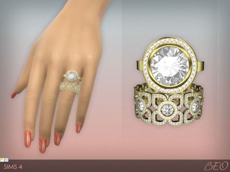 BEO Creations: Diamond rings set • Sims 4 Downloads Unique Diamond Earrings, Vintage Diamond Earrings, Diamond Gifts, Wedding Ring Gold, Simple Diamond Ring, Vintage Gold Bracelet, Stacked Wedding Rings, Rings Ideas, Ear Climbers Earrings