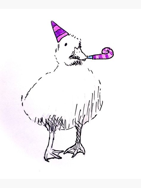 Party animal, birthday duck Birthday Duck Drawing, Party Animal Birthday, Types Of Ducks, Hat Drawing, Party Blowers, Punny Cards, Duck Drawing, Bird Watercolor Paintings, Bird Watercolor