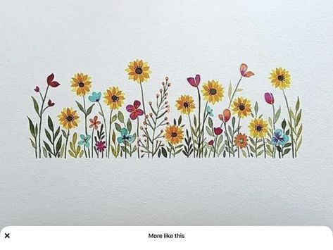 Easy Wild Flower Painting, Wild Flowers Illustration, Wildflower Drawing, Saree Painting Designs, Wildflower Paintings, Flower Drawing Tutorials, Henna Tattoo Designs Simple, Paint Your Own Pottery, Pottery Painting Designs