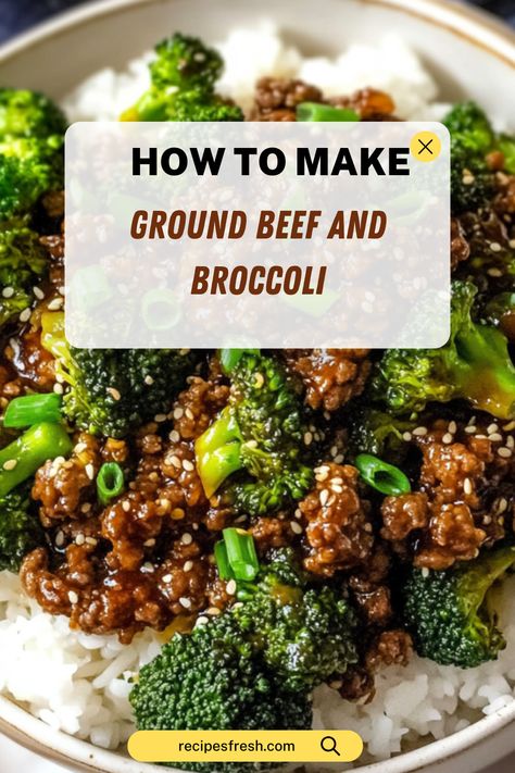 Make this quick and healthy Ground Beef and Broccoli stir-fry in just 20 minutes! A flavorful, protein-packed meal for busy weeknights.
For the Stir-Fry:
1 lb ground beef (85% lean recommended)
1 tablespoon olive oil
1 teaspoon sesame oil
3 cloves garlic, minced
1 teaspoon ginger, grated
1 head broccoli, cut into florets (about 3 cups)
1/2 red bell pepper, sliced (optional)
1/2 teaspoon red pepper flakes (optional)
2 tablespoons green onions, chopped (for garnish)
1 teaspoon sesame seeds (optional)
For the Stir-Fry Sauce:
1/4 cup low-sodium soy sauce (or tamari for gluten-free)
2 tablespoons hoisin sauce
1 tablespoon oyster sauce (optional)
1 tablespoon brown sugar or honey
1 teaspoon rice vinegar
1/2 teaspoon black pepper
1 teaspoon cornstarch, dissolved in 2 tablespoons of water Ground Beef And Broccoli Stir Fry, Beef Broccoli Ramen, Broccoli Ramen Stir Fry, Broccoli Ramen, Stir Fry Recipes Healthy, Ground Beef And Broccoli, Nachos Recipe Easy, Ramen Stir Fry, Healthy Stir Fry