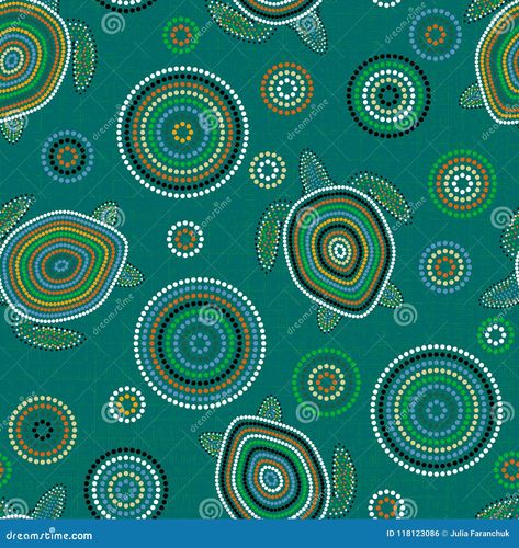 Australian Aboriginal Art. Point drawing. Sea turtles. Seamless pattern. Background green blue blur Blur Illustration, Point Drawing, Aboriginal Art Dot Painting, Australian Aboriginal Art, Aboriginal Dot Painting, Indigenous Australian Art, Monochrome Illustration, Aboriginal Painting, Black And White Logos