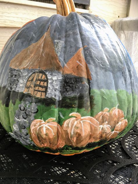 Harry Potter painted pumpkin by Megan “Hagrids Hut” 3 scene pumpkin Lotr Pumpkin Painting, Lotr Pumpkin, Painting Harry Potter, Hagrids Hut, Harry Potter Hermione Granger, Pumpkin Carvings, Painted Pumpkin, Harry Potter Hermione, Fall Craft