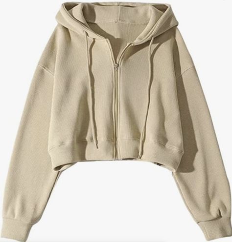 White Cropped Sweatshirt, Cropped Zip Up Hoodie, Cropped Zip Up, Hoodie For Women, Black Zip Ups, Branded Sweatshirts, Khaki Color, Fall Fashion Outfits, Crop Sweatshirt