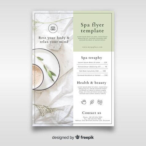 Spa Flyer, Brochure Cover Design, Spa Menu, Fitness Flyer, Poster Template Design, Pamphlet Design, Brochure Cover, Business Flyer Templates, Web Inspiration