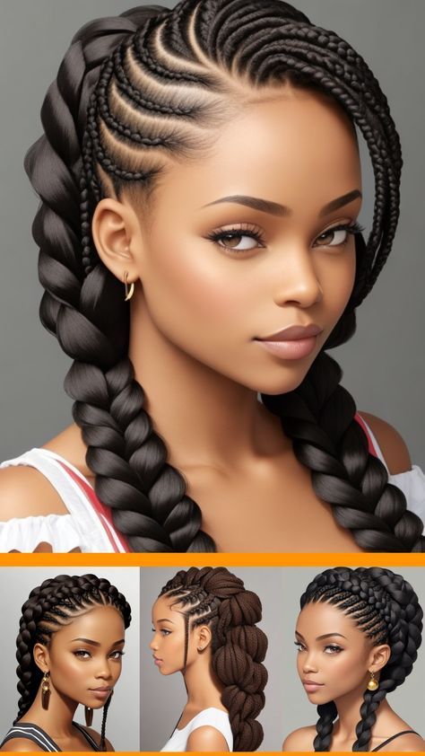 Hairstyle For African Women, Stylish Braided Hairstyles, Nigerian Hairstyles Braids, Medium Cornrows Braids, Braiding Styles For Black Women, Knotless Braids Updo Hairstyles, African Hair Style, Versatile Braids, Medium Knotless Braids Hairstyles