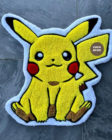 Elevate your space with handmade, tufted Pikachu rugs! Capture anime vibes and playfulness with area rugs designed for Gen Z and millennials who adore Pokémon. Infuse your room with iconic charm, from gaming areas to kids' spaces. Let Pikachu's presence radiate adventure and friendship. Curate a space that resonates with your personality, guided by the whimsy of Pikachu. Transform your room with the fusion of style and fandom. Explore the Pikachu collection and bring the magic of Pokémon to your Pokemon Tufted Rug, Pokemon Rug, Cartoon Rugs, Tuft Rugs, Tuft Rug, Tufting Rugs, Pokemon Room, Tufting Rug, Tufting Diy