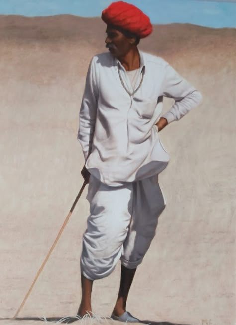 MARK CLARK
RAJASTHANI MAN, PUSHKAR (HUNGERFORD GALLERY)
Oil on board
16 1/2 x 12 5/8 in
42 x 32 cms
(Framed size: 54.5 x 44.5 cms)
Signed. 
Follow Mark Clark on the Cricket Fine Art website where you will find his latest artworks, drawings, paintings and future exhibition dates. Human Photography, Rajasthani Art, Human Body Drawing, Life Drawing Reference, Human Figure Sketches, Caricature Sketch, Painting Reference, Human Anatomy Drawing, Human Figure Drawing