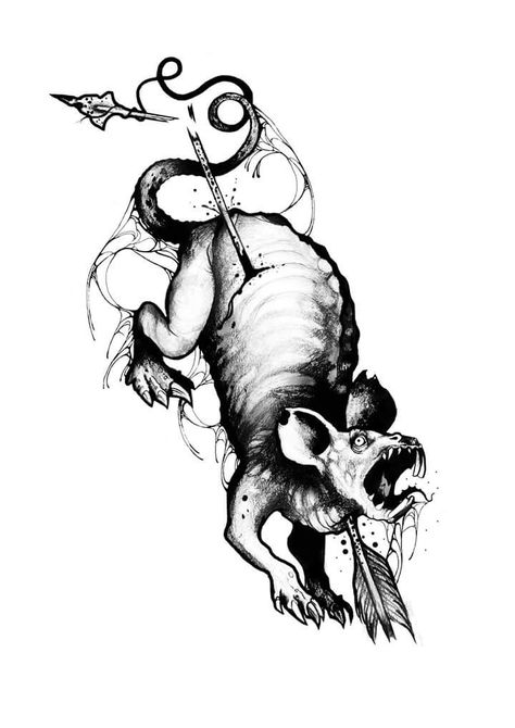 Rat tattoo Rats Reference, Rat Tattoo Blackwork, Rat Art Dark, Rat Tattoo Design, Rat Tattoo, Friday The 13th Tattoo, Rat Look, 13 Tattoos, Creepy Drawings