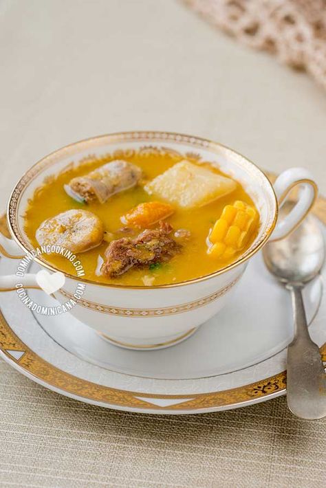 Dominican Sancocho Recipe, Sancocho Recipe, Hearty Stew, Dominican Food, Colombian Food, Spanish Dishes, Hispanic Food, Cuban Recipes, Hearty Stews