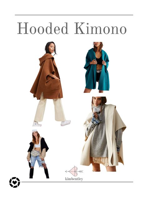 Fall kimono Kimono With Hood, Fall Kimono, Hooded Kimono, Fall Outfit, Fall Fashion, Duster Coat, Shawl, Fall Outfits, Autumn Fashion