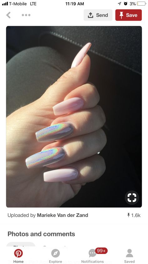 Unicorn Nails Designs, Unicorn Nails, Nails Desing, Holographic Nails, Nail Polishes, Best Acrylic Nails, Gorgeous Nails, Cute Acrylic Nails, Acrylic Nail Designs