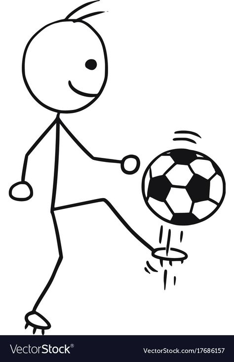 Football Player Drawing, Monster Outline, Soccer Drawing, Stick Drawings, Football Drawing, Stick People, Drawing Lessons For Kids, Ball Drawing, Stick Figure Drawing