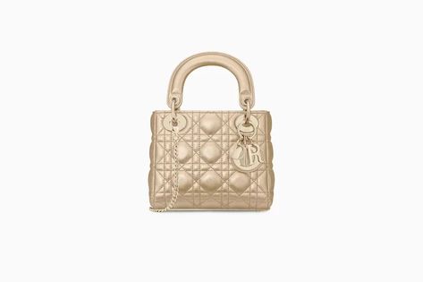 Lady Dior Mini, 50th Birthday Wishes, Mini Lady Dior, Dior Gold, Gold Bag, Iconic Bags, Lady Dior Bag, Lady Dior, Dior Bag