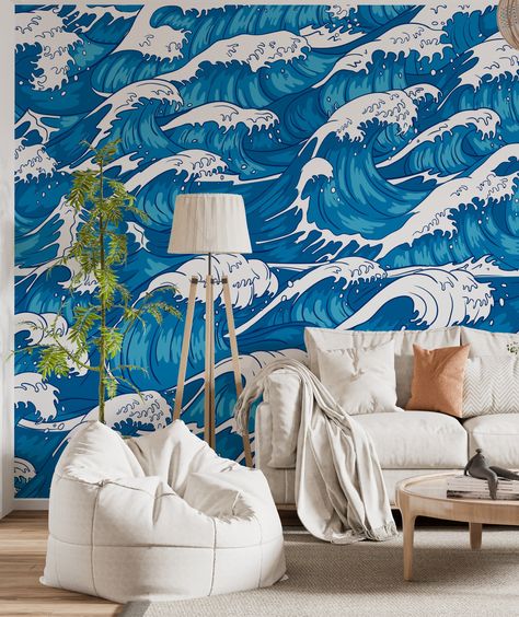 Wave Pattern Wallpaper, Abstract Ocean, Waves Wallpaper, Flat Paint, Pvc Fabric, Ocean Wave, Pvc Vinyl, Wall Graphics, Wave Pattern