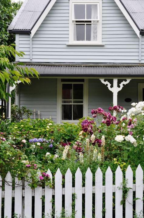 Painting the house exterior: What colour comes after grey? | Stuff.co.nz White Railing, Weatherboard Exterior, Resene Colours, Colonial Cottage, Exterior Shades, Weatherboard House, Paint Your House, Cottage Exterior, Colour Consultant