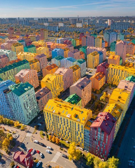 A UKRAINIAN town looks like it is made of LEGO, with multi-coloured houses and buildings. Comfort Town, a suburb of Kiev, was created to brighten up the former grey Soviet buildings from the 1950s and 1960s. Now, the buildings are painted in bright yellows, green and oranges and pinks, which includes the exterior walls and […] Sims Apartment, Structural Expressionism, Texas Architecture, Coloured Houses, 3 Point Perspective, Colorful Town, Colorful Apartment, Lego Buildings, Point Perspective