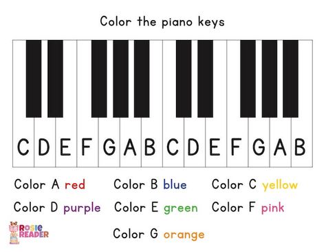 Piano Coloring Page - Reading adventures for kids ages 3 to 5 Piano Worksheets For Kids Free Printable, Piano Activities For Kids, Piano Crafts For Kids, Piano Coloring Pages, Keyboard Notes, Piano Worksheets, Learning Music Notes, Piano Crafts, Free Music Worksheets