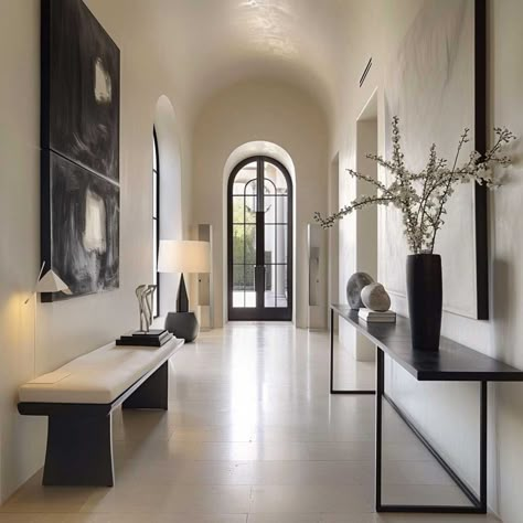 21+ Artistic and Functional Entrance Foyer Designs for Contemporary Living • 333+ Images • [ArtFacade] Modern Home Foyer Entrance, Huge Foyer Ideas, Design Foyer Entrance, Modern Luxury Mudroom, Luxury Entryway Grand Entrance, Entrance Hall Seating, Large Square Hallway Ideas, Large Entry Hallway Ideas, Entryway Layout Ideas