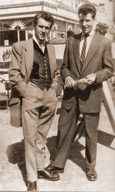 Teddy Boys 1950s, Brocade Waistcoat, 50s Womens Fashion, Teddy Boy Style, 60s Men, Teddy Boy, Clapham Common, Teddy Girl, Peg Trousers