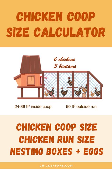 Easy calculator to calculate: - chicken coop size - chicken run size - number of nesting boxes - number of eggs to expect Easy To Make Chicken Coop, Chicken Coop Nesting Box Ideas Diy, Chicken Coop 50 Chickens, Chicken Coop Space Requirements, Easy Coop Plans, Home Made Chicken Coop Diy, Chicken Coop Size Requirements, Chicken Coop Laying Boxes, Chicken Coop Run Ideas Easy Diy