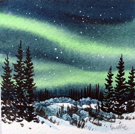 watercolor northern lights - Google Search Paint Northern Lights, Watercolor Northern Lights, Christmas Draw, Northern Lights Watercolor, Northern Lights Painting, Perfect Pearls, Simple Watercolor, Winter Watercolor, Watercolour Inspiration