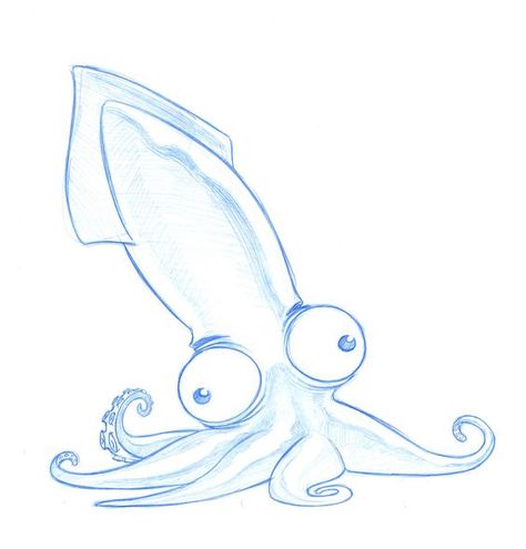 Cartoon Squid, Squid Illustration, Squid Drawing, Bedroom Concept, Octopus Drawing, Octopus Illustration, Walpapers Cute, Portfolio Art, Animal Sketches