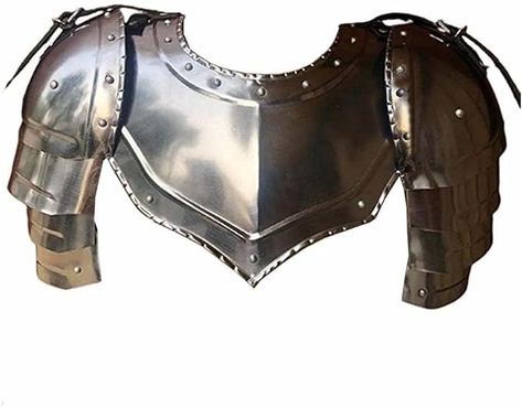 Amazon.com: AnNafi® Medieval Iron Gorget with Pauldrons Gothic Gorget Spaulders Arm Shoulder Guard Set Viking Crusader Warrior Armor Steel Neck Protector SCA LARP Knight Metal Vembrace Pair Silver Adult : Clothing, Shoes & Jewelry Larp Knight, 15th Century Armor, Warrior Armor, Shoulder Guard, Viking Armor, Century Armor, Historical Reenactment, Shoulder Armor, Knight Armor