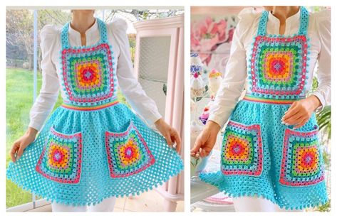 Easy Kitchen Apron Free Crochet Patterns Square Apron, Apron Pattern Free, Craft Apron, Crochet Towel, Crochet Kitchen, Aprons Patterns, Kitchen Apron, Beautiful Crochet, Crochet Fashion