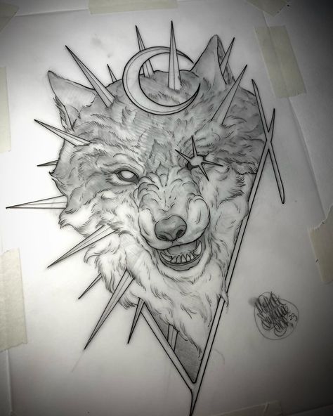 #wolf Wolf Head Tattoo Neotraditional, Wolf Head Reference, Neo Trad Wolf, Neotrad Wolf, Harbinger Oc, Coyote Tattoos, Wolf Digital Art, Wolf Head Drawing, Wolf Head Tattoo