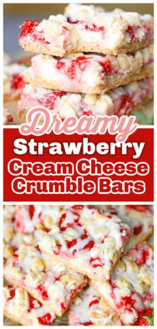 Strawberry Cream Cheese Dessert, Strawberry Coffee, Powdered Sugar Glaze, Cheese Snack, Fresh Strawberry Recipes, Cream Cheese Bars, Cream Cheese Desserts, Strawberry Dessert Recipes, Crumble Bars