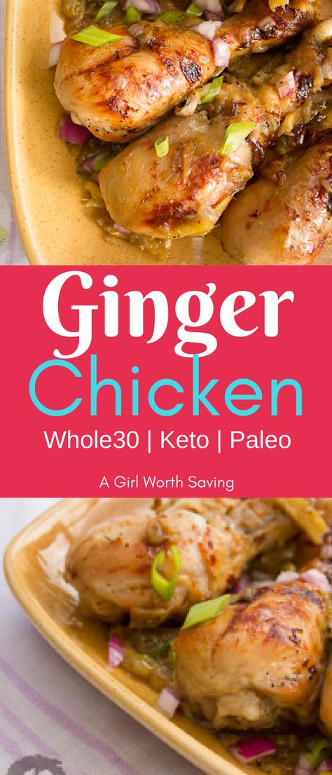 This easy Ginger Chicken recipe that is filled with Spicy ginger, garlic, and onions will have your family asking for seconds! #healthygingerchicken #paleochickenrecipes #creamygingerchicken #gingerchickenrecipes #easyonepangingerchicken Keto Ginger Recipes, Ginger Garlic Chicken, Spicy Ginger Chicken, Easy Paleo Chicken, Healthy Low Calorie Dinner, Ginger Chicken Recipes, Easy Chicken Casserole Recipes, Paleo Chicken Recipes, Low Calorie Dinners