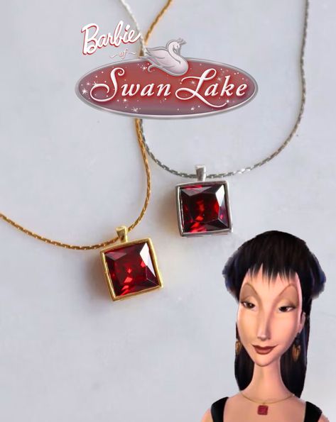 Barbie Swan Lake Necklace, Barbie Jewelry From Movies, Barbie Necklace Aesthetic, Barbie Necklace Movie, Odile Swan Lake Barbie, Swan Lake Odile, Shifting Jewelry, Barbie Cosplay, Barbie Necklace