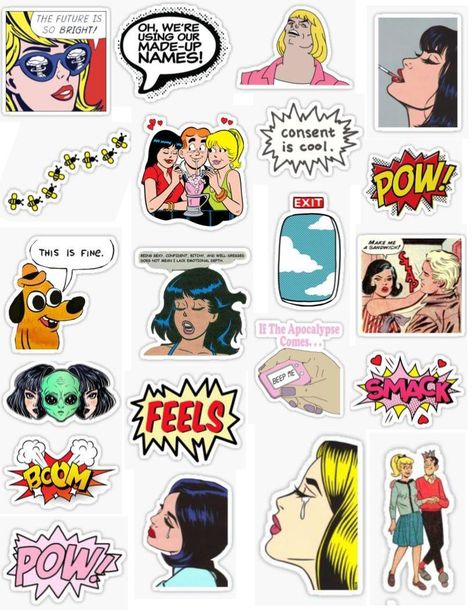 Comic Stickers, Archie Comics Aesthetic, Pocket Princess Comics, Garfield Cartoon, Comic Bubble, Iphone Stickers, Book Graphic, Snapchat Stickers, Bubble Stickers